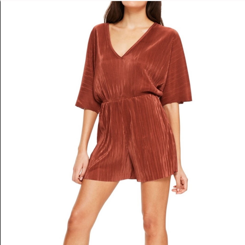 Misguided Rust Pleated Romper